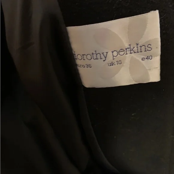 Dorothy Perkins womens sz M Uk 10 Black Pea Coat with Fur Collar - Picture 2 of 6